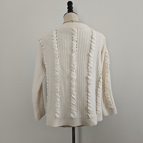 Club Monaco Ivory Woven VNeck Sweater - Picture 7 of 9